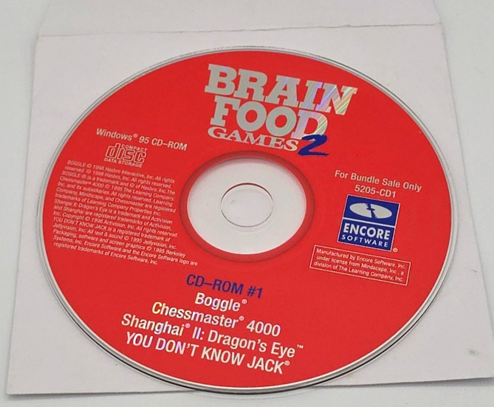 Brain Food Games 2 - 4 Games - Vintage PC CD-ROM Windows 95 Game (Disc Only)
